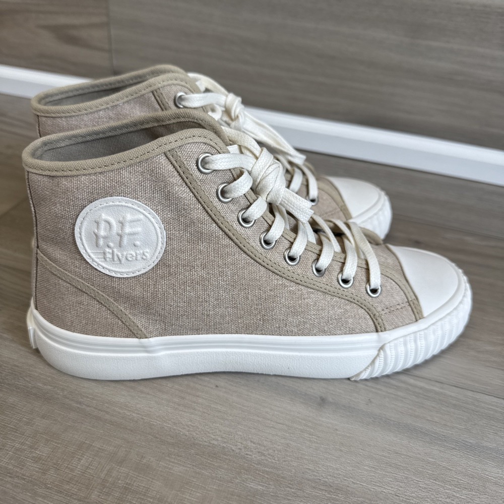 PF Flyers Center Hi Canvas Safari Beige Sneakers Sz 8 Women's / 6.5 Men's NWOT